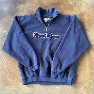 VTG 90s WindRiver Boxy Oversized Reversed Heavyweight Cotton Navy Sweater
